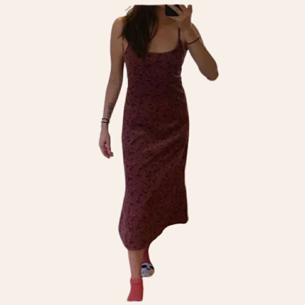 GM Studio x Revolve Floral Corduroy Slip Midi Dress Size Medium
